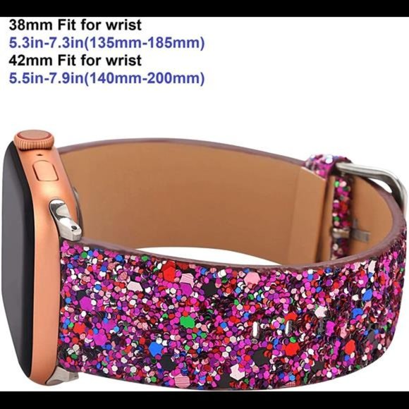 Luxury Sparkle Leather Bling Band Compatible for iWatch 38mm 40mm - Picture 4 of 5